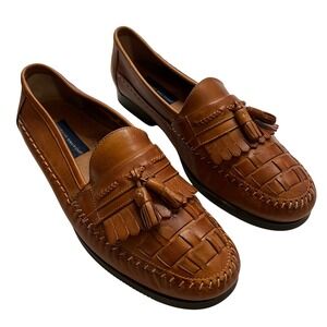Giorgio Brutini Antigua Tan Leather Woven Kiltie Tassel Loafers Men's Size 11
